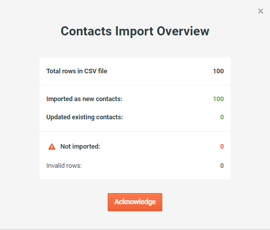 Getting started #6 - Import contacts via the CSV file - 4 - Result page.png