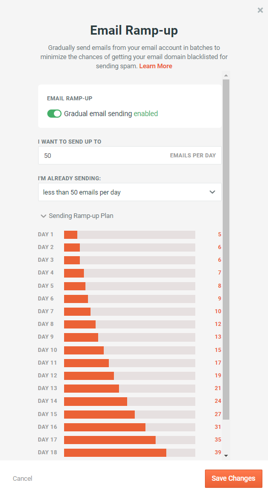 Email Ramp-up - 1 - Email Ramp Up Plan After config is saved.png