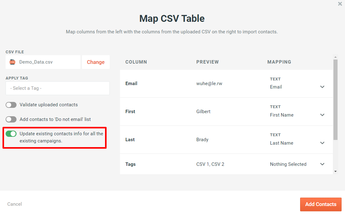 Bulk or mass update of existing contacts - 1 - Enable Option on Mapping Screen.png