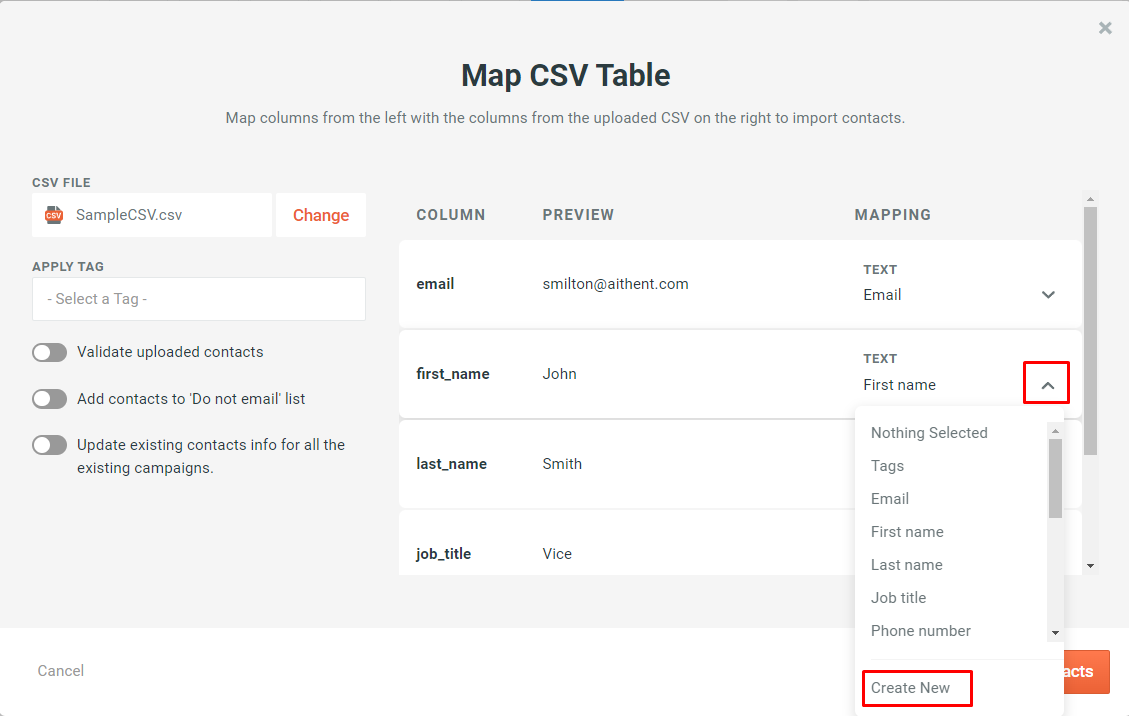 Contact fields - 4 - Create New Field via CSV.png