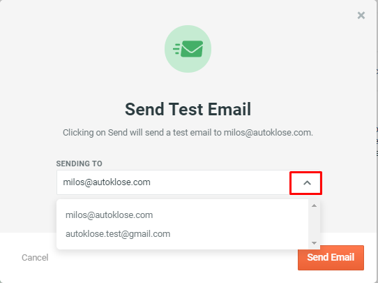Test email not delivered - 3 - Choose test email recipient from dropdown.png