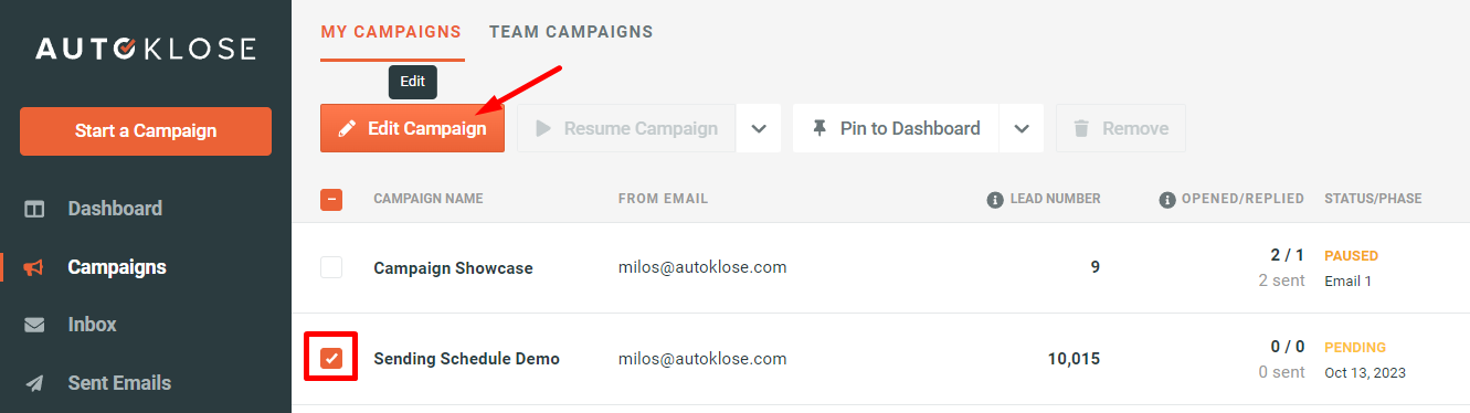 Contacts removal in Autoklose - 1 - Edit Campaign.png