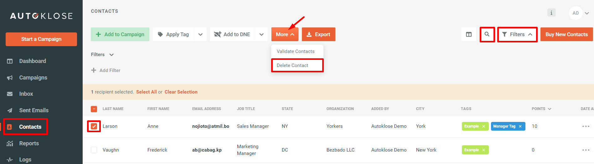 Contacts removal in Autoklose - 6 - Delete From Contacts Page.png