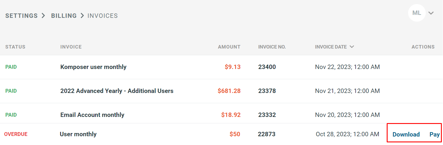 Billing section - 5 - Invoice History.png