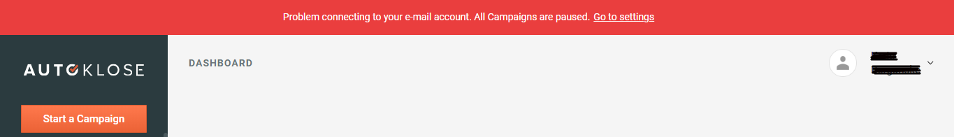 Lost connection with the email account. Email account connection issue - 1 - Red Banner.png