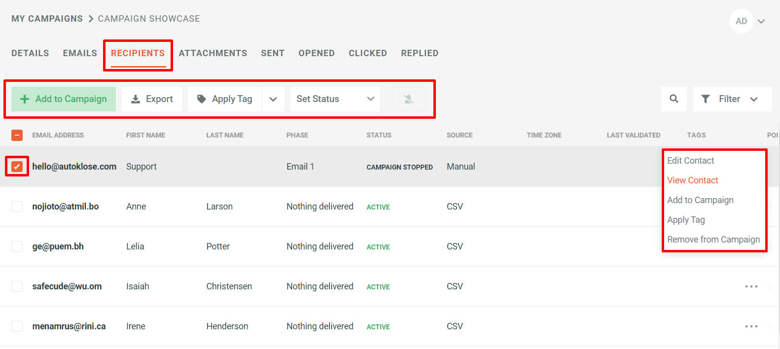 Campaigns section - 7 - Recipients Tab.png