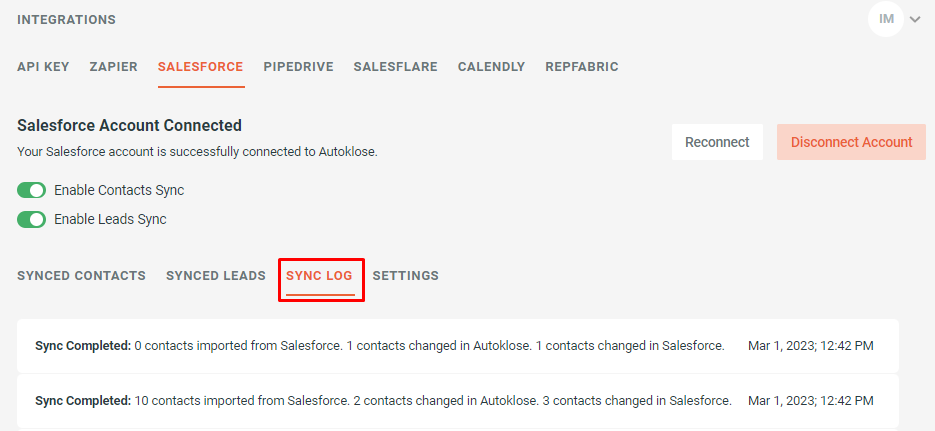 Salesforce - 8 - Sync log.png