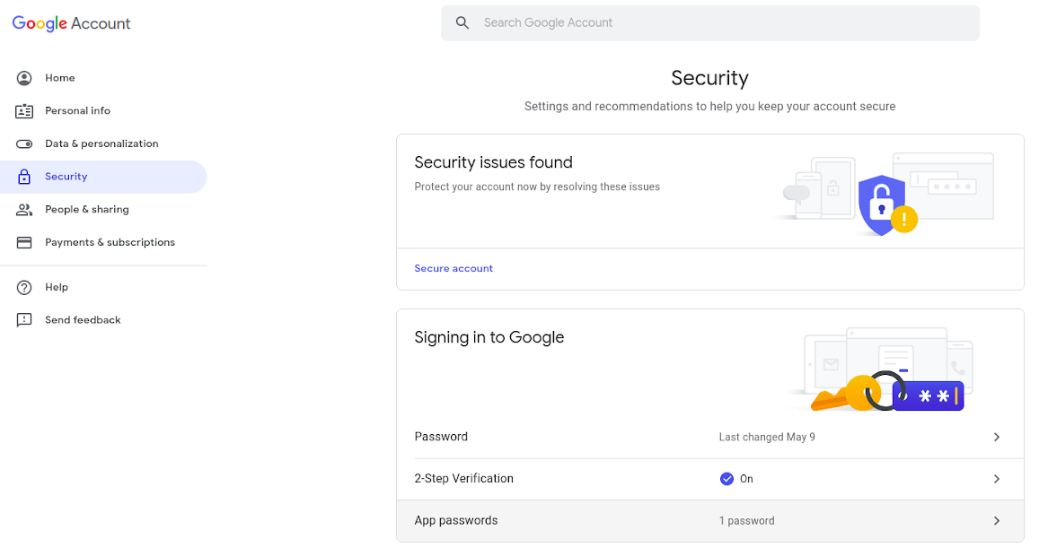 Set up 2-step verification for Google accounts - 12 - Google security overview.png