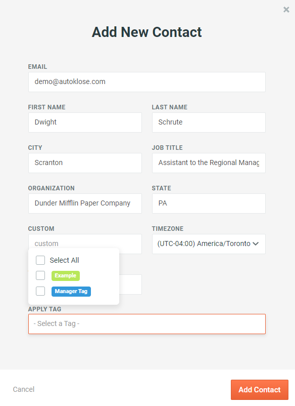 Create, Apply, or Remove Autoklose Tags - 6 - Apply Tags from Add New Contact Page.png