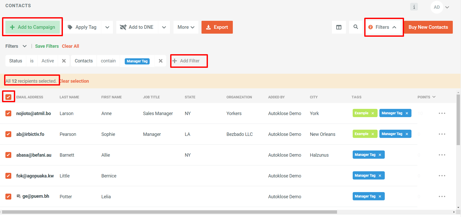 How to restart a paused finished campaign - 2 - Add contacts from Contacts page using filters.png