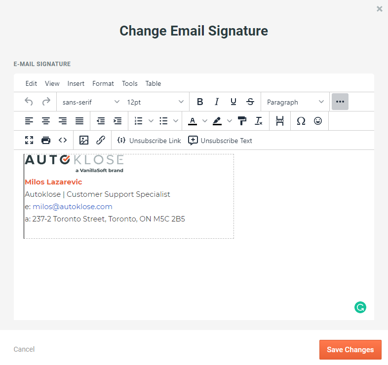 How to add my signature - 2 - Type in or Paste signature in editor.png