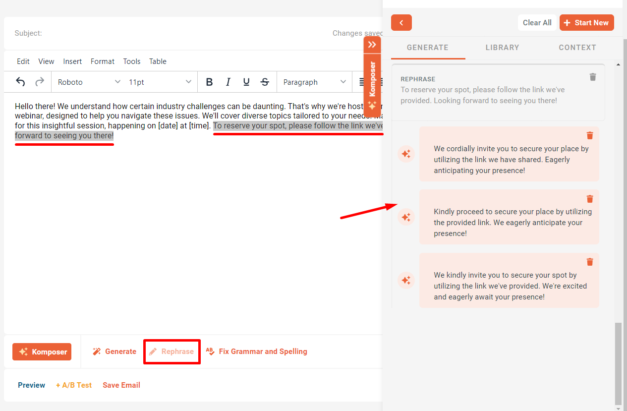 Autoklose Komposer - AI writing assistant - 8 - Rephrase.png