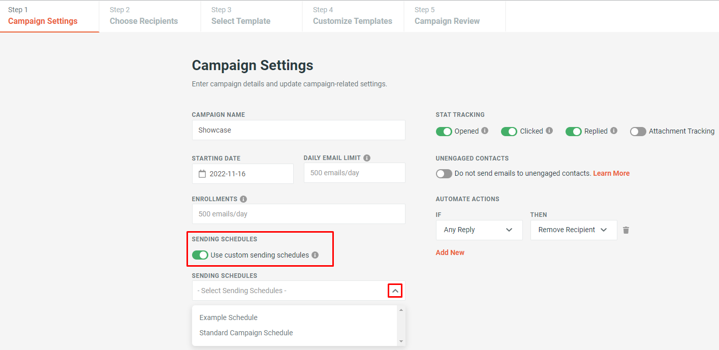 Create different sending schedules - 6 - Use Custom Sending Schedule Switch.png