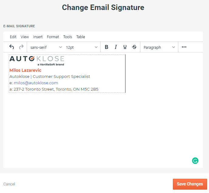 Email editor - new features and improvements - 13 - Paste Signature to Email Settings.png