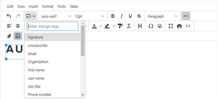 Email editor - new features and improvements - 8 - Merge Tag.png