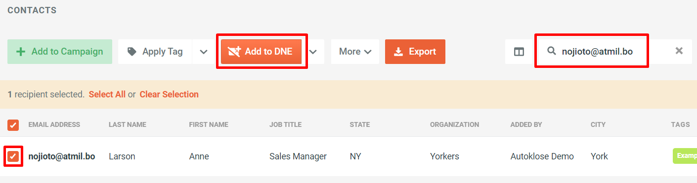 Change recipient status in campaign manually - 7 - Select and Add to DNE.png